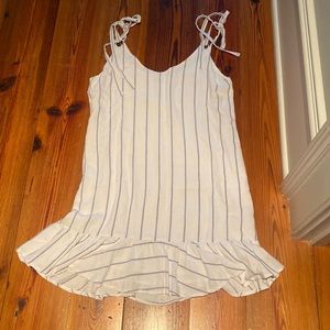 Rails White and Blue Stripe Dress with adjustable shoulder ties & flirty skirt